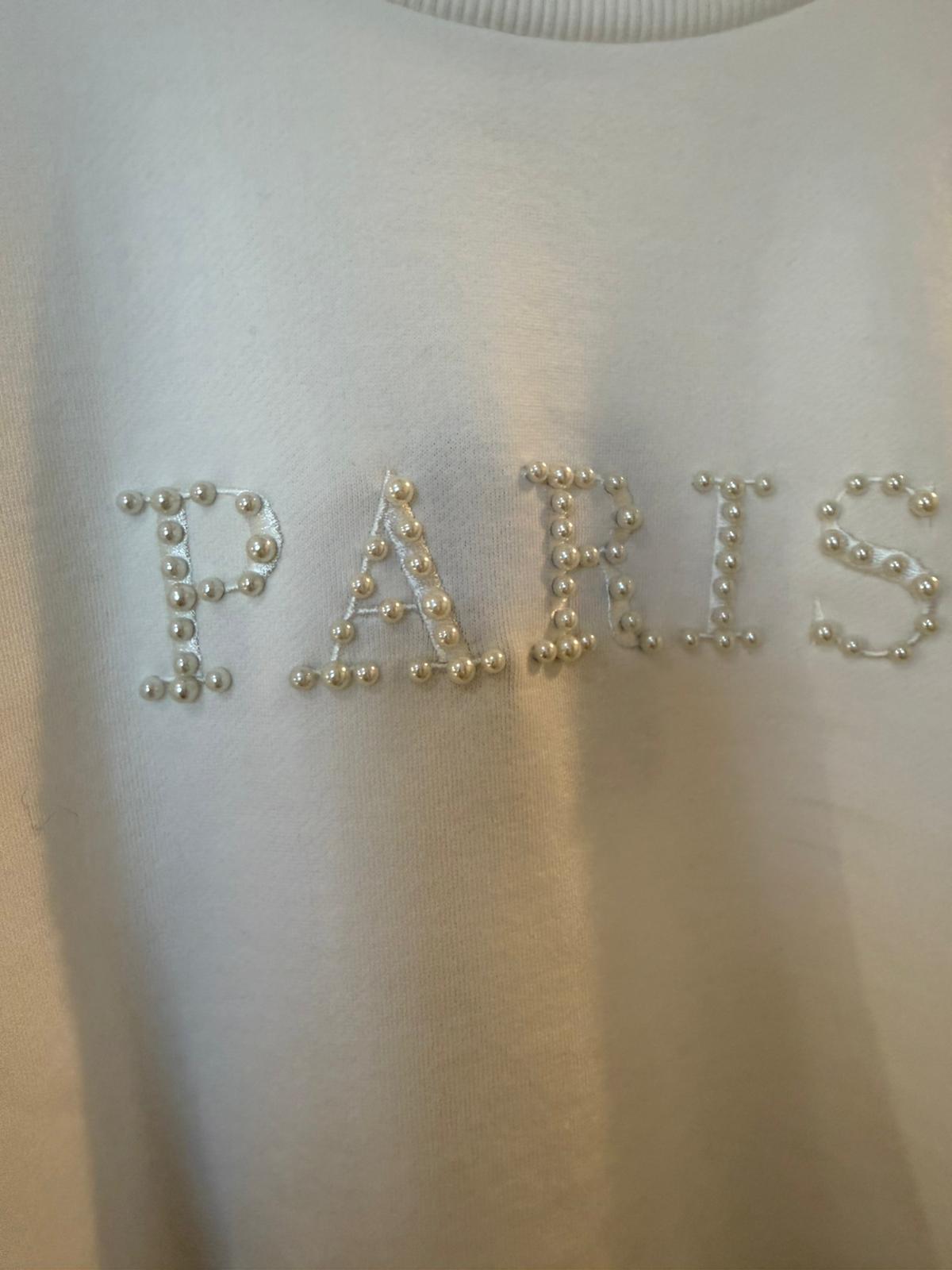 Heavenly Sweat Offwhite mit Paris-Perlenaufdruck – Damen Sweatshirt aus 100% Baumwolle von Herrlicher