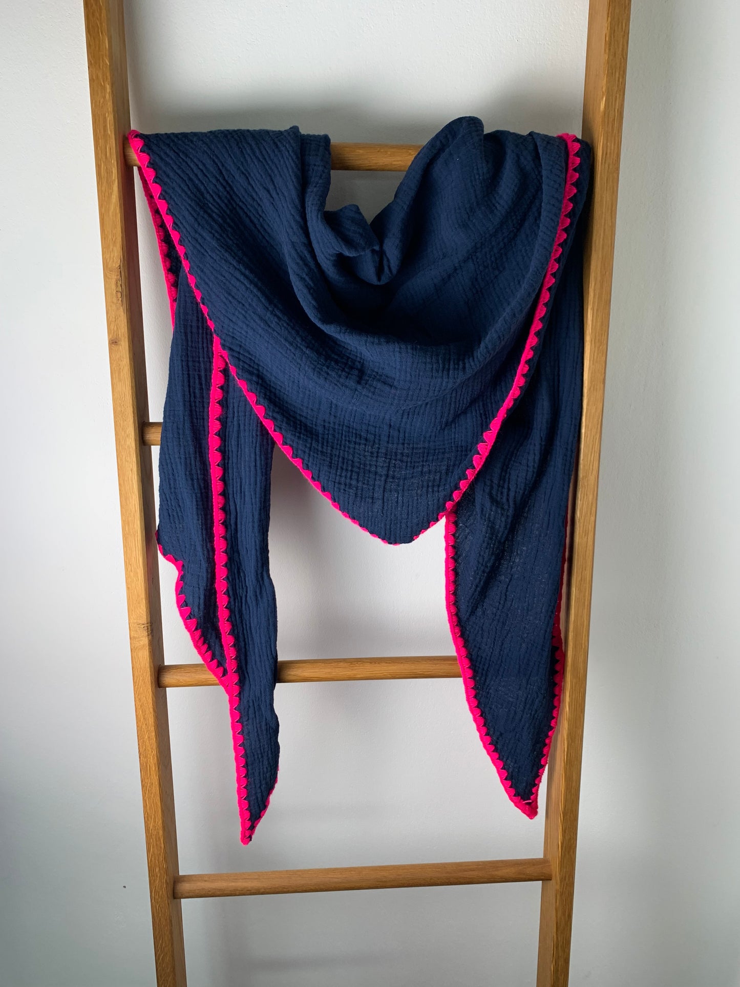 Musselin Dreieckstuch blau-pink
