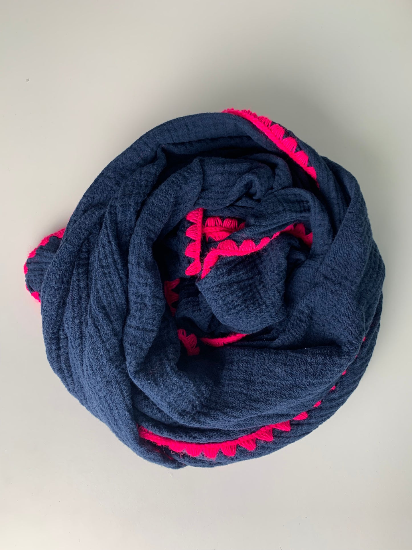 Musselin Dreieckstuch blau-pink