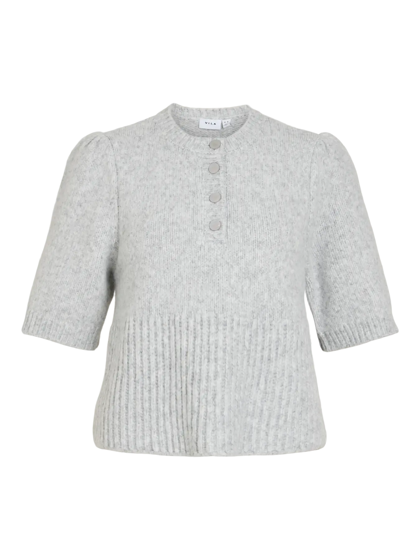 VIBABA 2/4 SLEEVE BUTTON KNIT TOP 5139476 Light Grey Melange