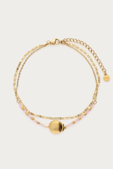 Doppeltes Fußkettchen mit Muschel (Gold)