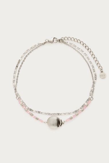 Doppeltes Fußkettchen mit Muschel (Silber )