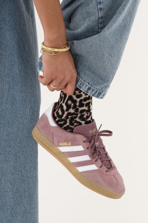 Beigefarbene Socken mit Pantherprint