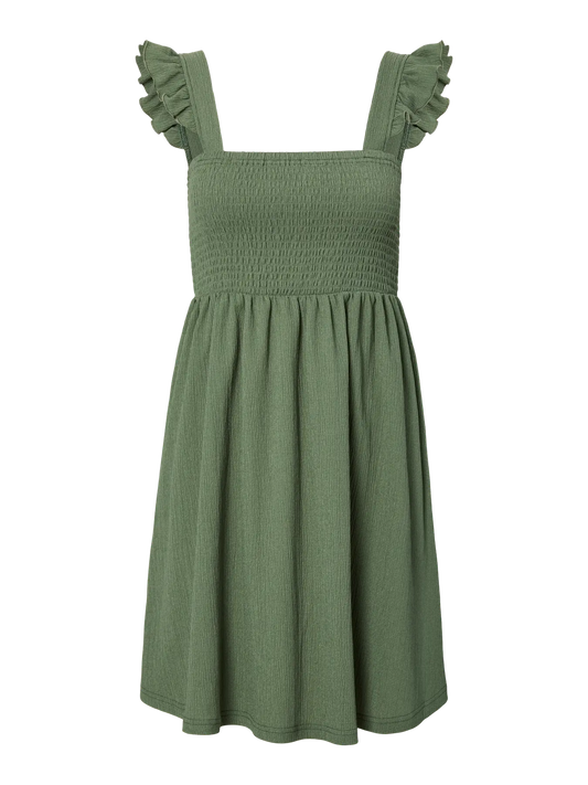 PCMAUNA SMOCK STRAP DRESS JRS D2D PP BC Green