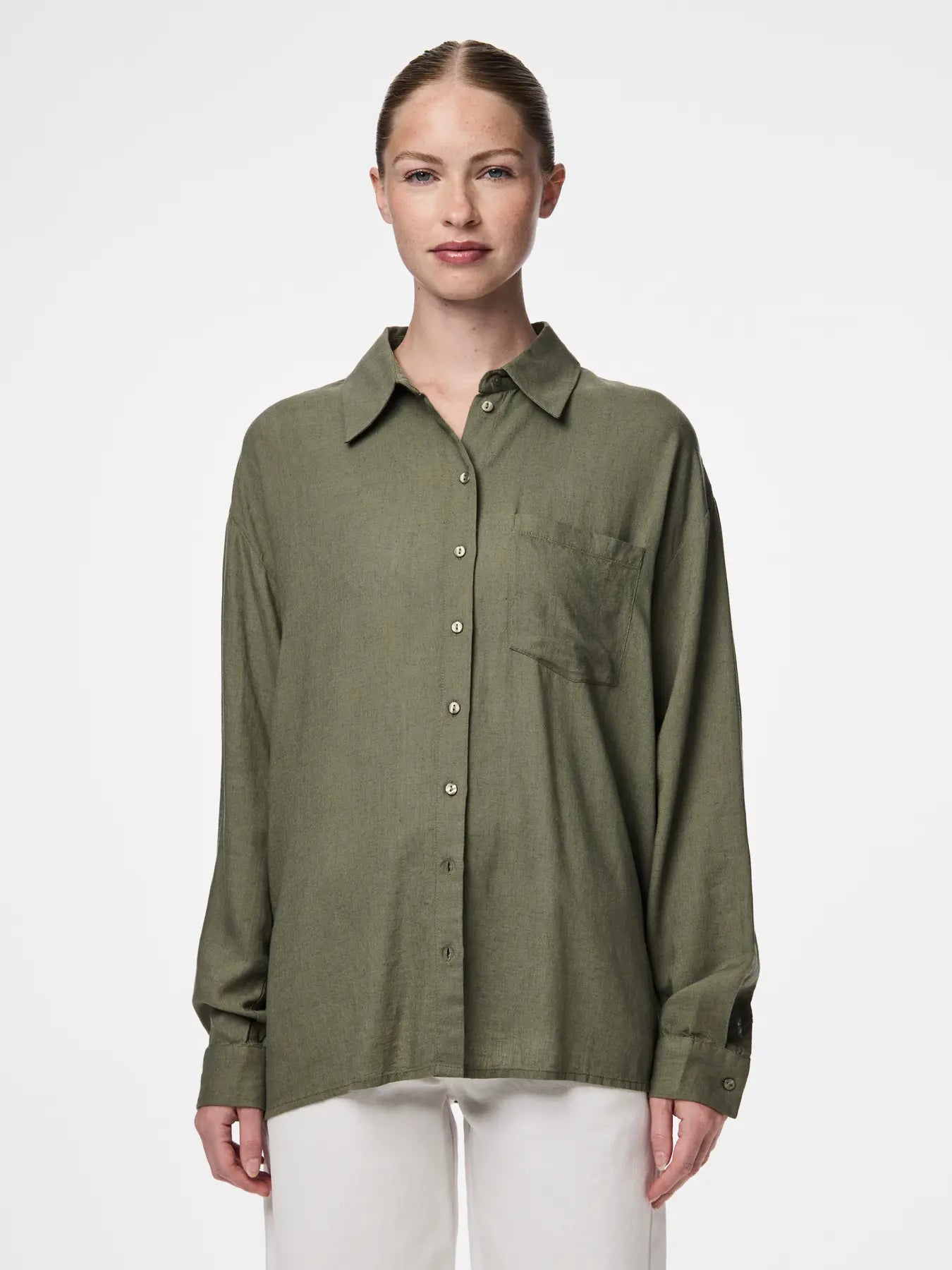 PCPIA LS LOOSE SHIRT WVN NOOS Green
