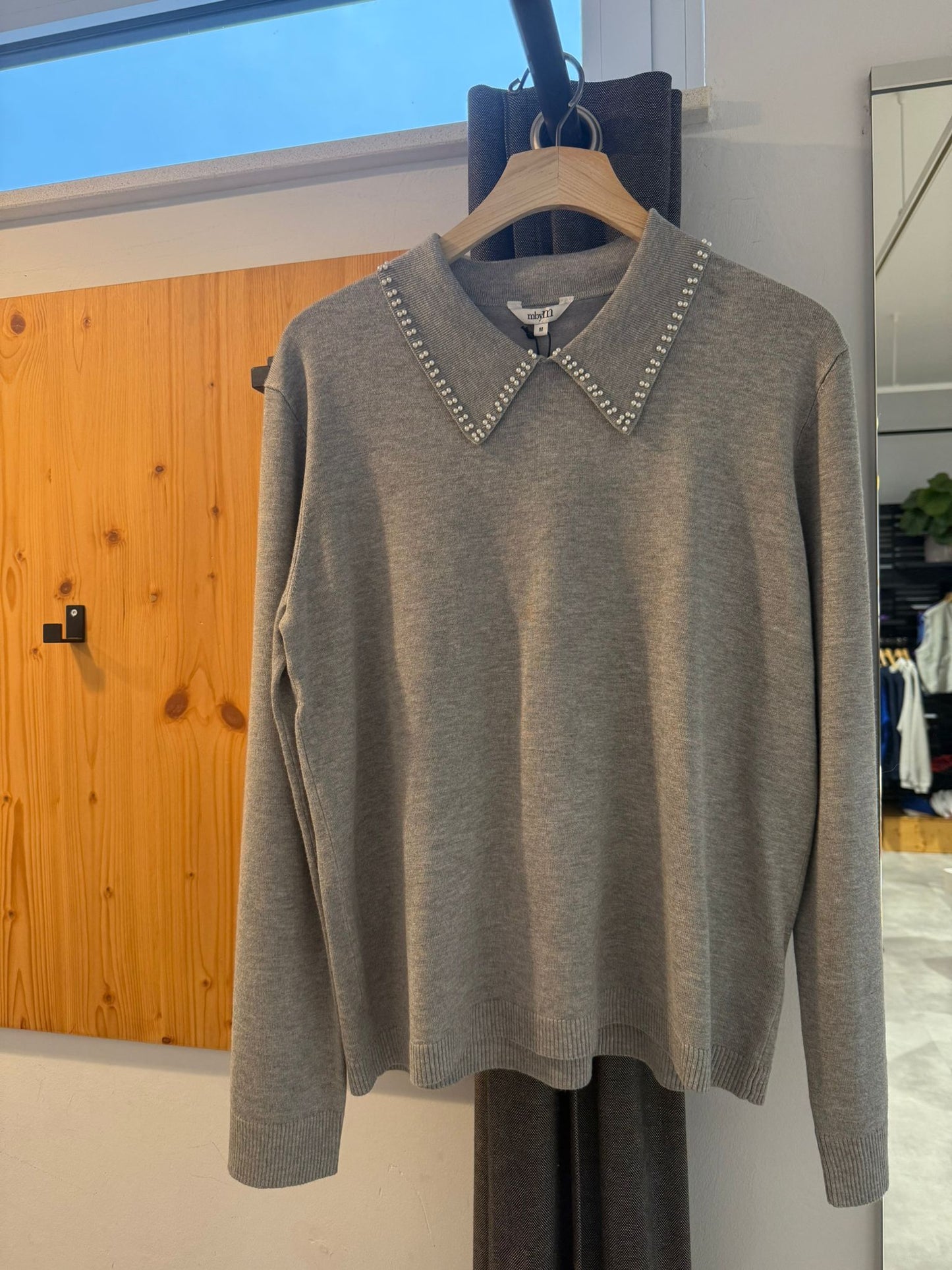 mbym Polana-M Pullover mit Perlenkragen – Damen Pullover aus Viskosemix