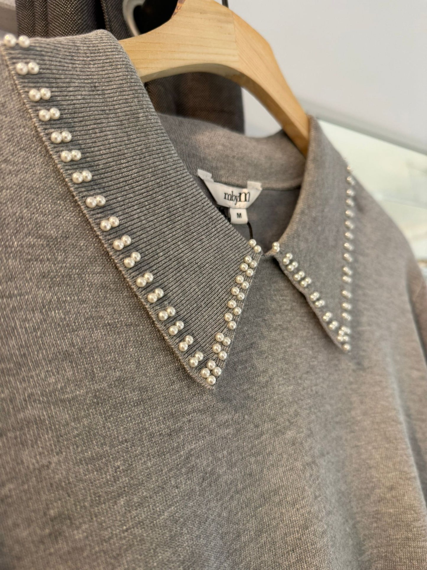 mbym Polana-M Pullover mit Perlenkragen – Damen Pullover aus Viskosemix