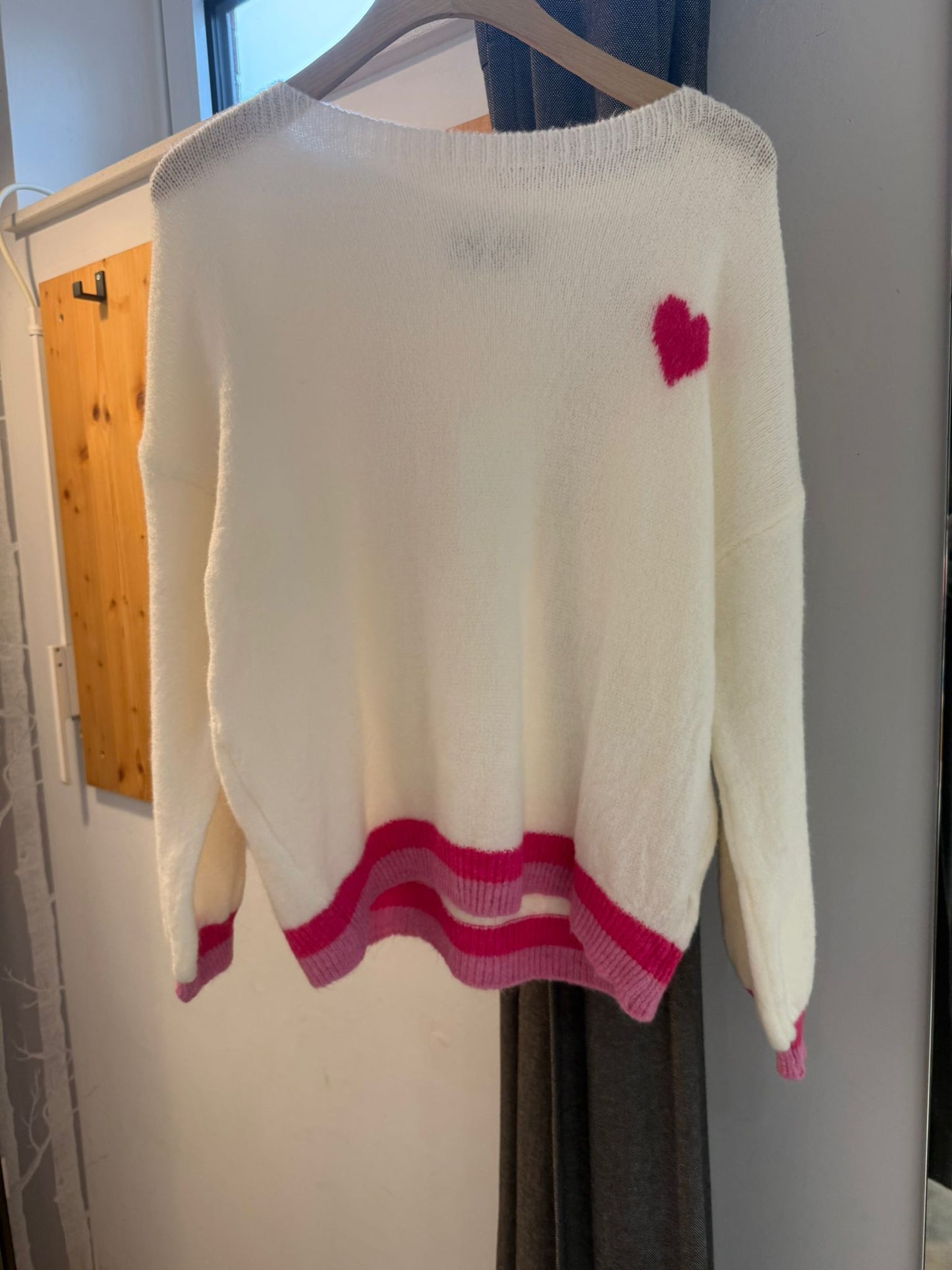 Strickpullover mit Herzmotiv – Damen Onesize Pullover