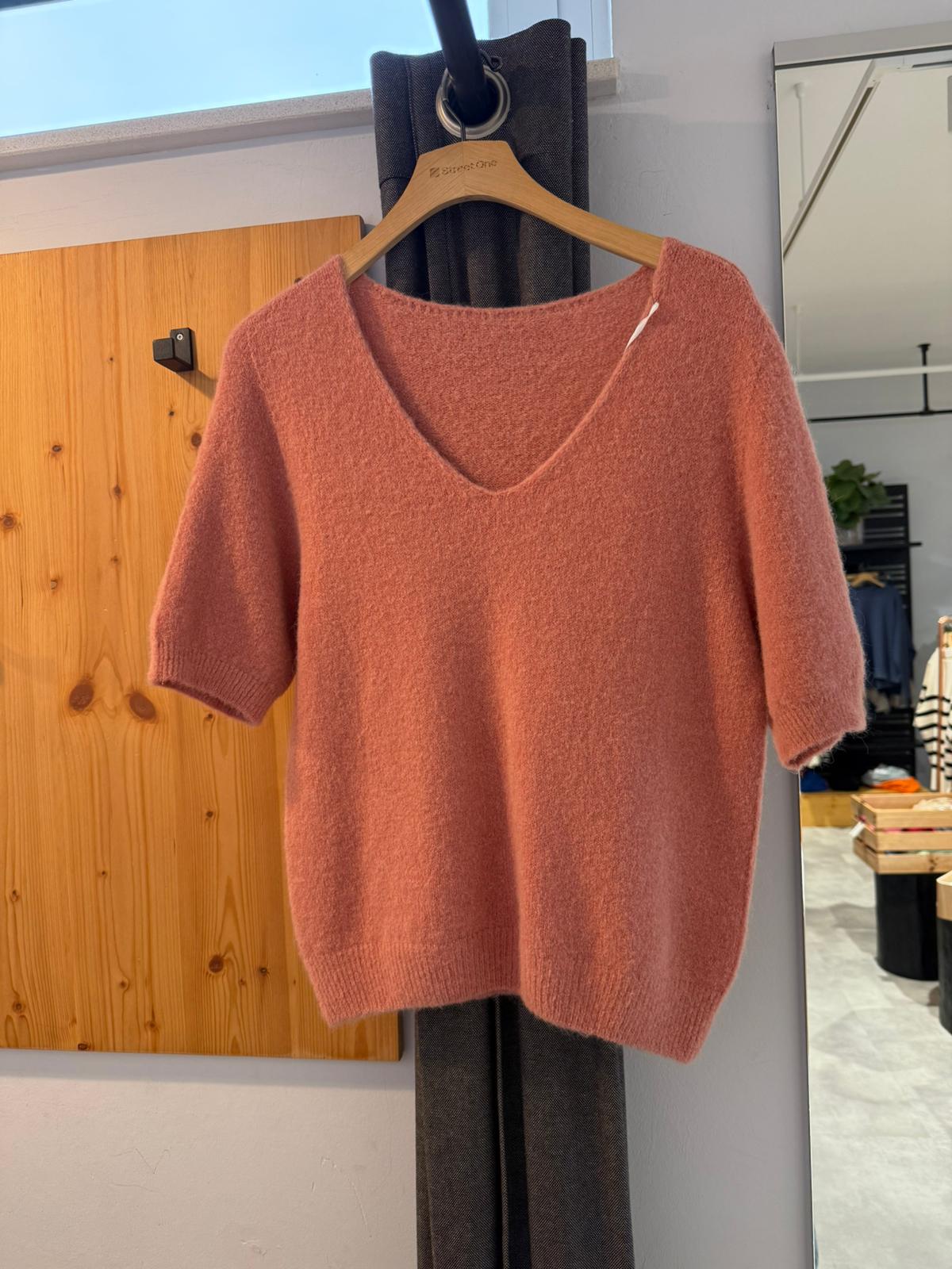 Strickpullover Damen Kurzarm – Altrosa One Size