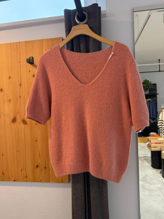 Strickpullover Damen Kurzarm – Altrosa One Size