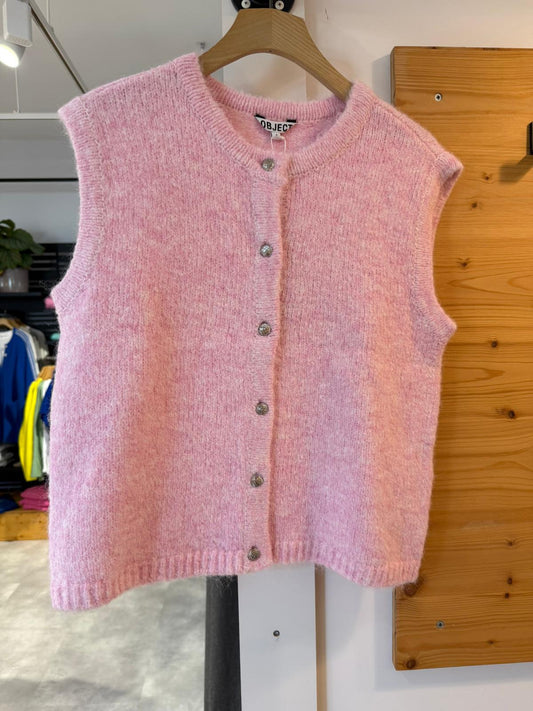 Object Strickweste Lila – OBJSAGGIA RE Knit Vest Cardigan NOOS | Damen Strickcardigan