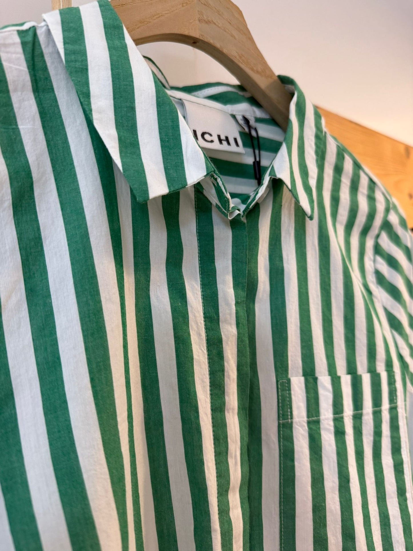 IXASILO STRIPED SH – Bluse in Jolly Green (Grün-Weiß Gestreift) | ichi