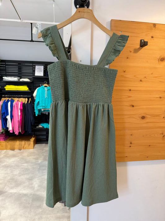 PCMAUNA Smock Strap Dress Green – Sommerkleid von PIECES