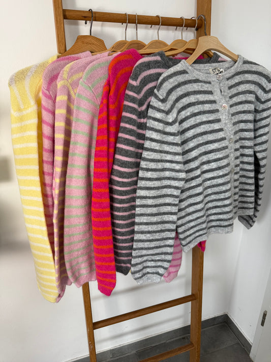 Gestreifte Strickjacke