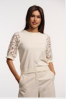 Leona.7002722 Knitted pullover with fancy short sleeve Birch