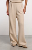 MilesShort.7002722 Short length wide leg pants with stripes Birch melange