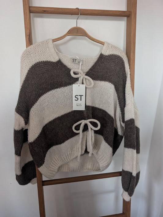 Strickjacke gestreift zum Binden