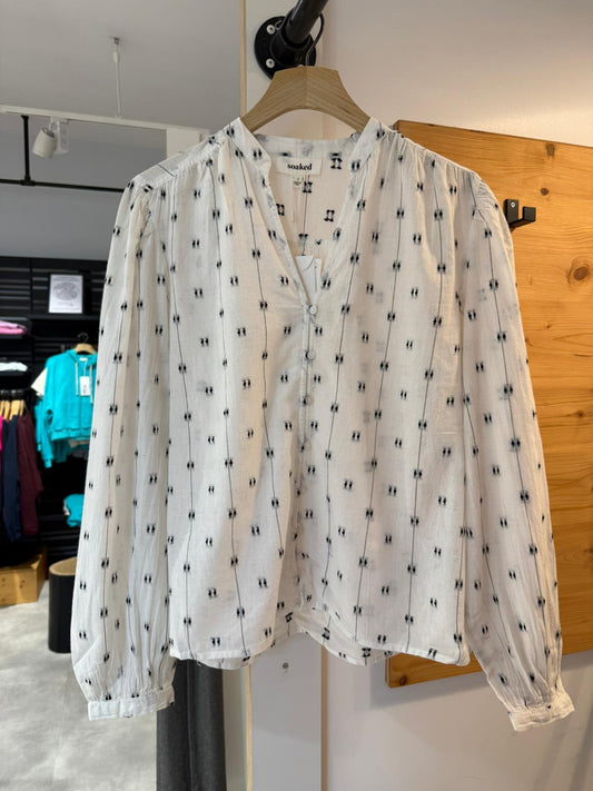 Soaked SLAmelie Shirt White W. Black Dobby - Damenbluse