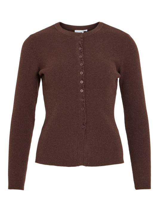 VIKERRY L/S BUTTON RIB CARDIGAN - NOOS 5140838 Coffee Bean