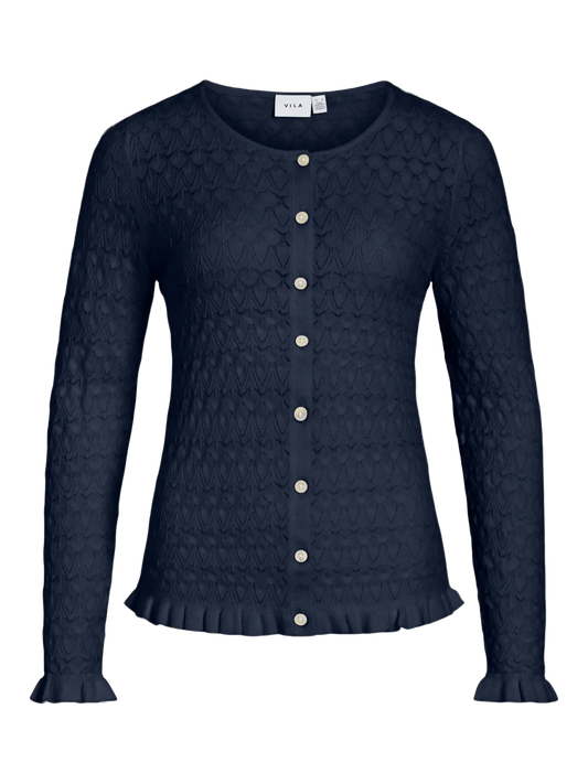 VILULLA L/S POINTELLE KNIT CARDIGAN/RN 5135023 Navy Blazer