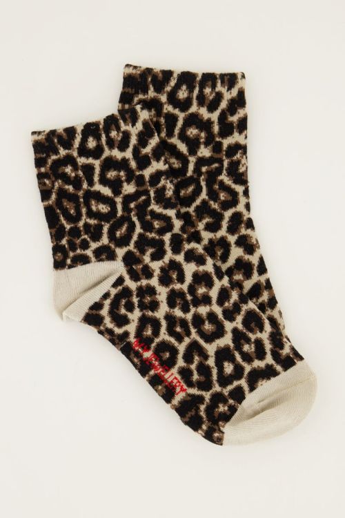 Beigefarbene Socken mit Pantherprint