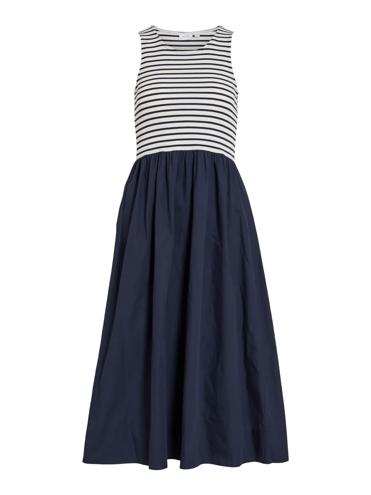 VICARLY O-NECK S/L ANKLE DRESS - NOOS 5230121 Navy Blazer NAVY BLAZER/SNOW WHITE