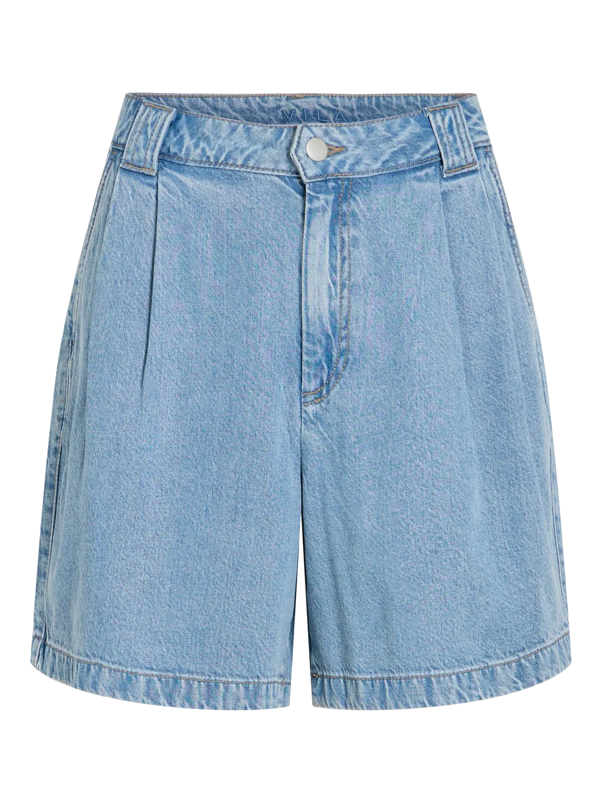 VIKIKI HW PLEATED DENIM SHORTS 5203658 Light Blue Denim