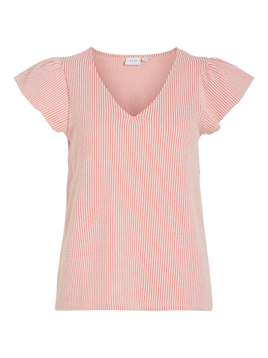 VISTRIPLO V-NECK C/S TOP/VOL 5229052 Rose of Sharon BIRCH